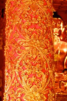 high complicated stucco work showing of traditional thai pattern that decorated with mirror and precious stone,Lampang temple,Thailand