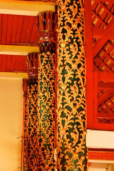 ancient stucco work that decorated with mirror and precious stone ,Lampang templee,Thailand