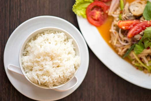 Thai spicy Mushroom  Volvariella  salad