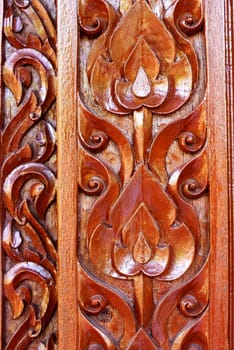 the detail of  handcraft wood carving for decorated temple,showing of thai pattern,Lampang temple,Thailand