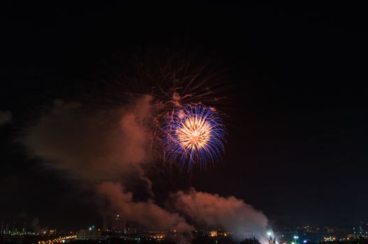 Fireworks light at chonburi city of Thailand