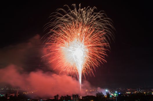 Fireworks light at chonburi city of Thailand