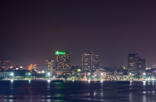 Building skyline at Night Lights, Pattaya City