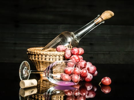 Still life Photography with grapes wine