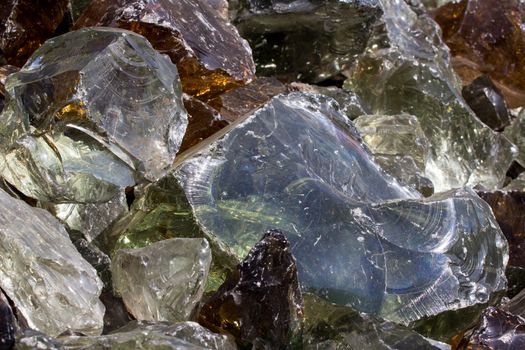 A pile of decorative pieces of glass, colorful