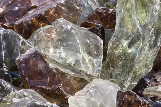 A pile of decorative pieces of glass, colorful