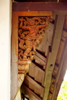 detail of  traditional thai wooded corbel,Lampang temple,Thailand