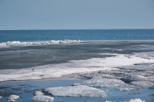 Ice hummocks in Arctic region. Horizontal photo