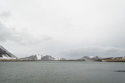 the iceland mountians and lake  around snaefellsnes