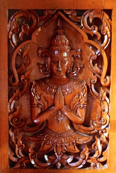 the detail of  handcraft wood carving for decorated temple,showing of thai pattern,Lampang temple,Thailand