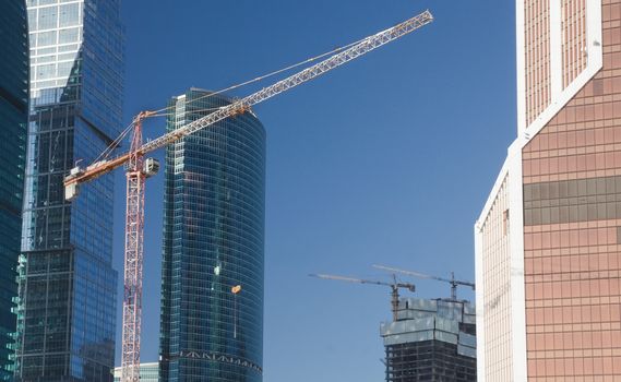  Hoisting crane at a construction site in Moscow