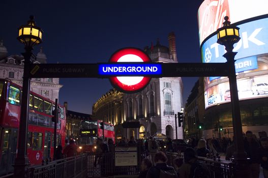 LONDON, UK – APRIL 16, 2014: Piccadilly Circus underground station.