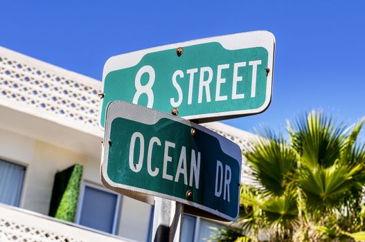 street sign of famous street Ocean Drive