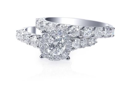 Cluster stack of diamond gemstone wedding engagment rings