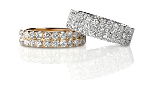 Cluster stack of diamond gemstone wedding engagment rings