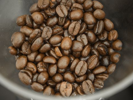 Detail of coffee bean in grinder