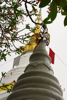 capture of both white pagoda in one picture,Lampang temple,Thailand