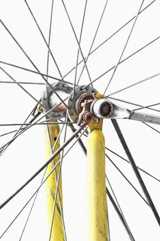 Detail of bicycle wheel isolated on white
