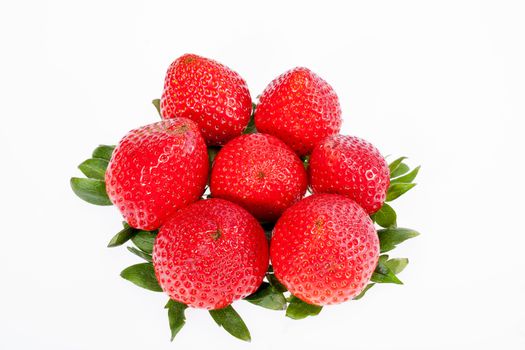 group of strawberries isolated on white background