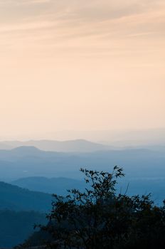 Layer mountains north at sunrise of thailand