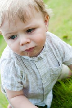 Cute little baby boy, outdoor summer shooting