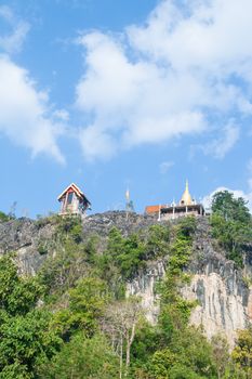 wat on the steep cliffs in Thailand