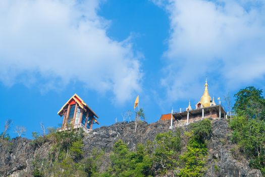 wat on the steep cliffs in Thailand