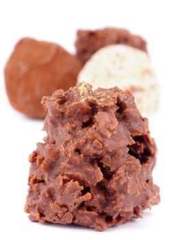 Delicious Handmade Chocolate Truffles isolated on white background
