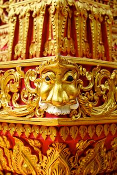 high complicated stucco work showing of traditional thai pattern that decorated with mirror and precious stone,Lampang temple,Thailand