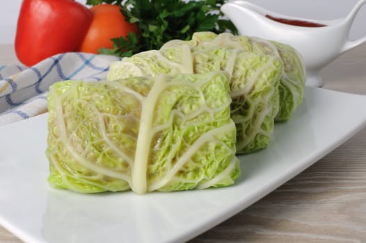 stuffed savoy cabbage on a plate