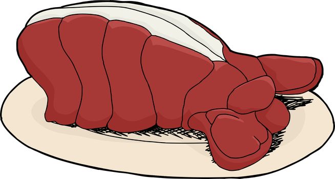 Cartoon of lobster tail dish on isolated background