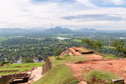 Sri Lankan landscape. View from the top of Sigiriya Rock Temple.