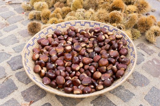 Desulo chestnuts in a typical Sardinian basket