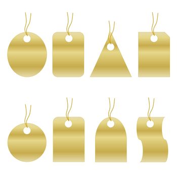 Set of eight different golden labels in white background