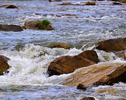 background scene spring rapids river with stone