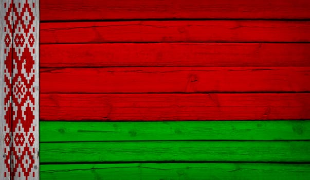 Belarus flag painted on wooden boards. Grunge style