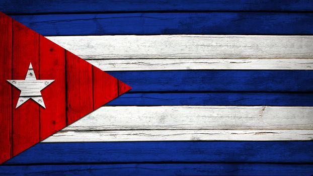 Cuban flag painted on wooden boards. Grunge style