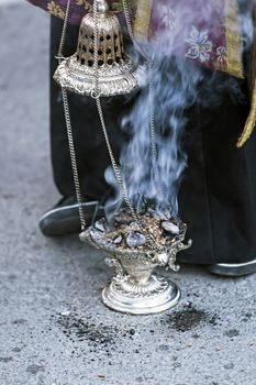 Censer of silver or alpaca to burn incense in the holy week, Spain