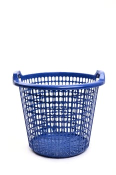 blue plastic basket isolated on white background