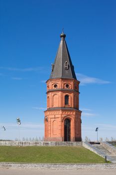 Brick red church in Mogilev in Belarus
