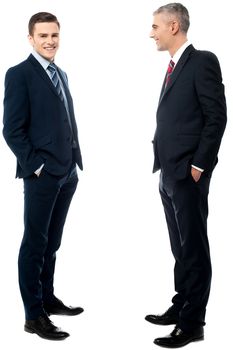 Two Businessmen standing on a white background