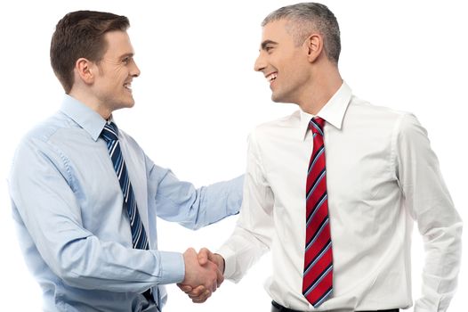 Business people shaking hands over a deal