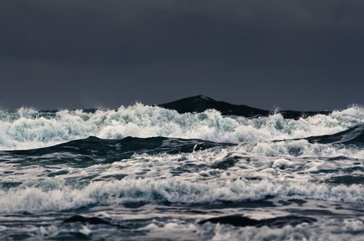 Stormy waves on the surface of the ocean