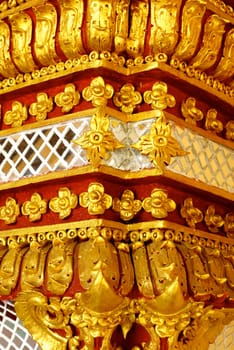 stucco work in thai art that usually decorated with mirror and precious stone or gold leaf,Chiang rai temple,Thailand