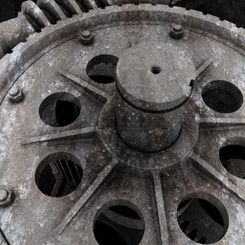 Old gears. Dark grunge background. Teamwork concept