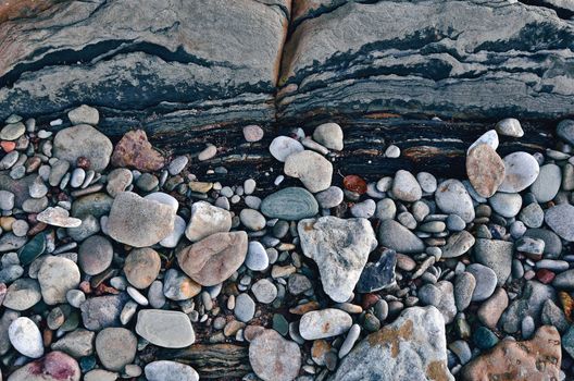 Sea beach. Natural small pebbles on the seacoast