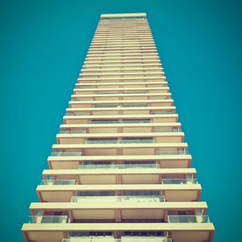 Residential Building on Sky Background in Tel-Aviv, Instagram Effect