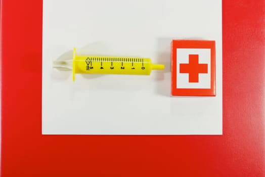 medical toy set on white scene,shallow focus