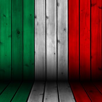 Background wood board texture with Italy flag