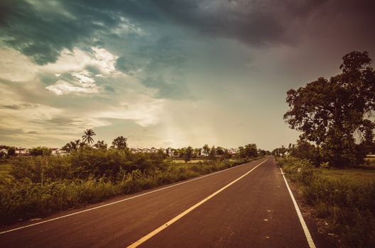 Road and blue sky in  countryside view nature